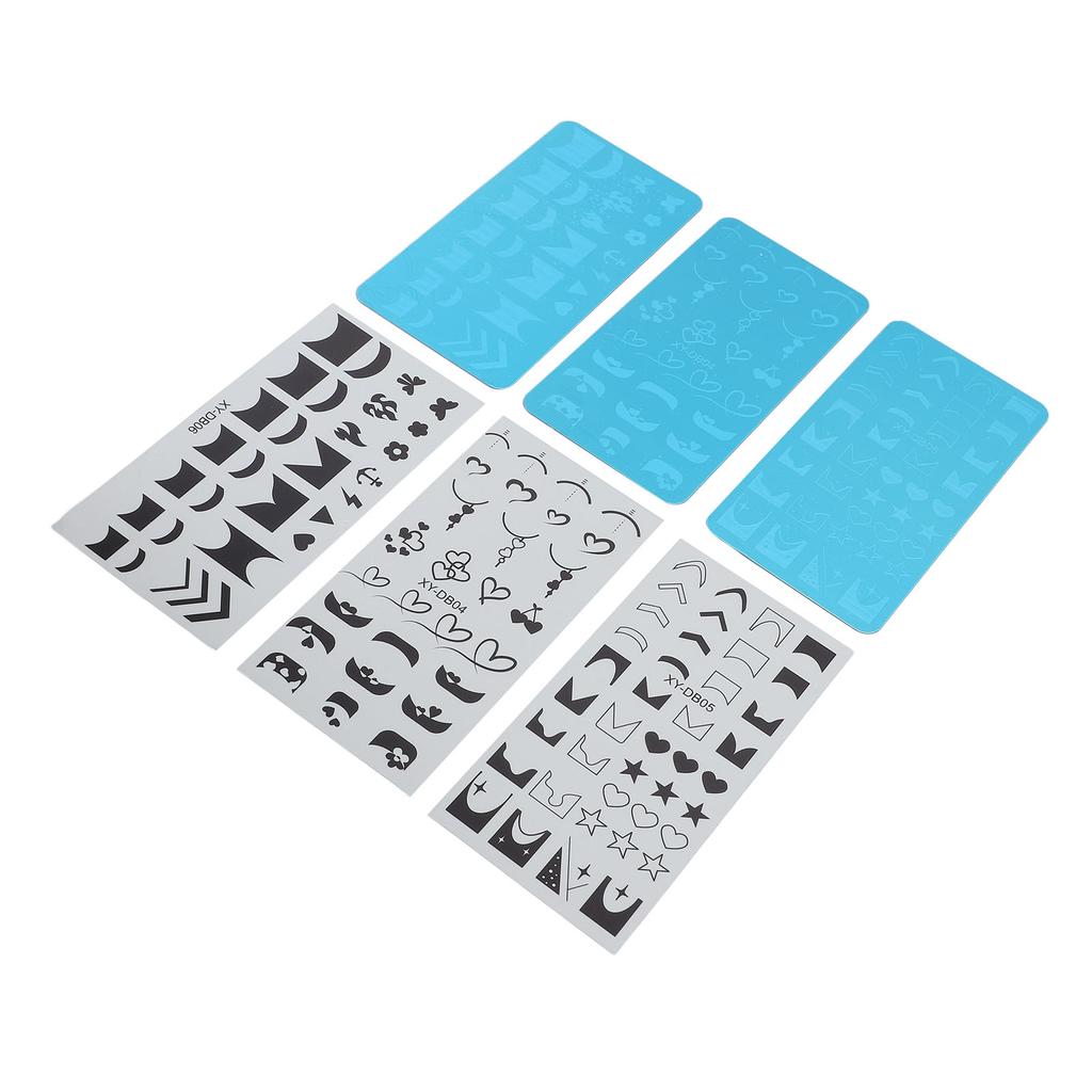 3 Set Nail Art Stamping Plates Stainless Steel Protective Blue Film Different Patterns Fingernails T