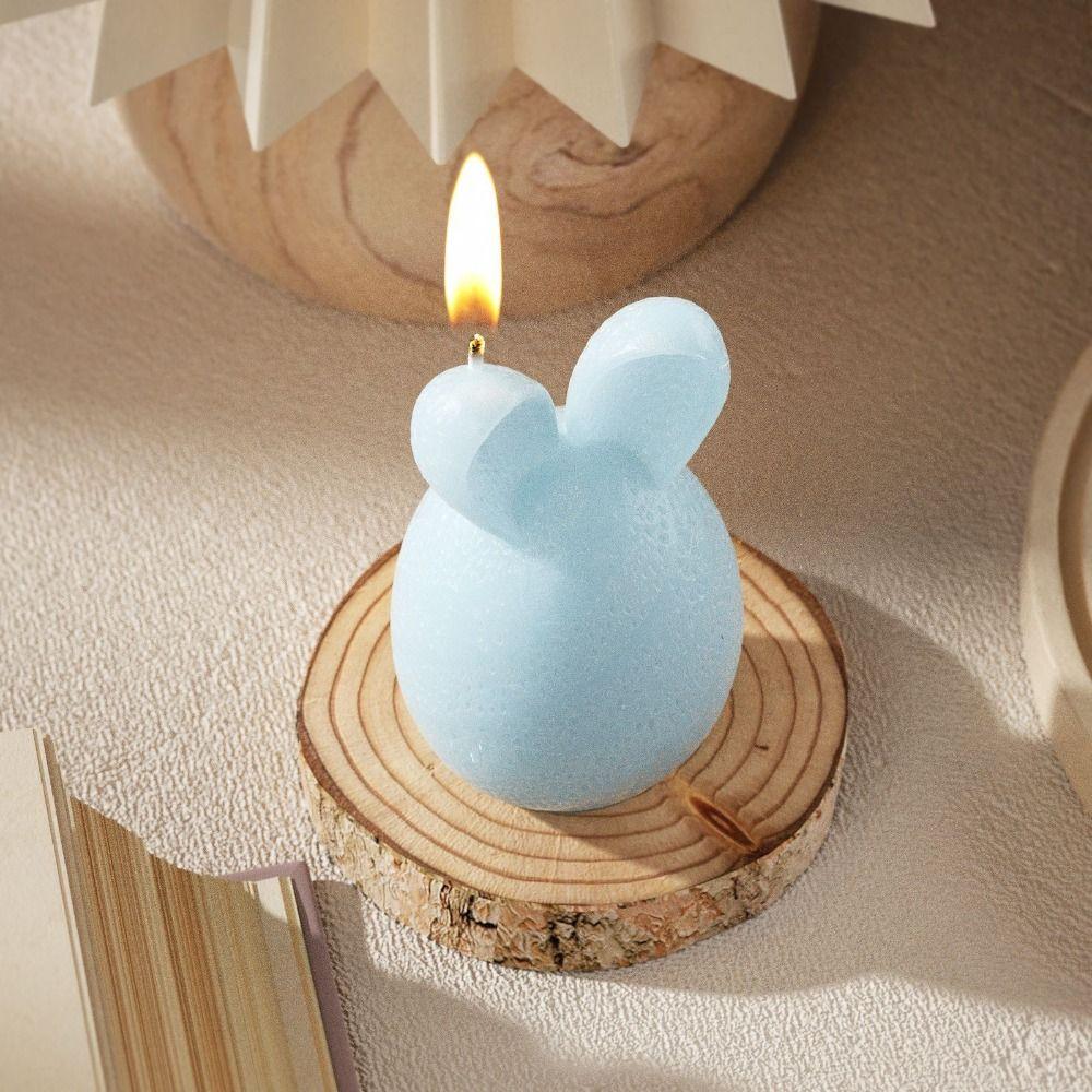 Gestreiftes Muster Hase Duftkerzenform Oster-Serie 3D Hasenformen Handwerk DIY
