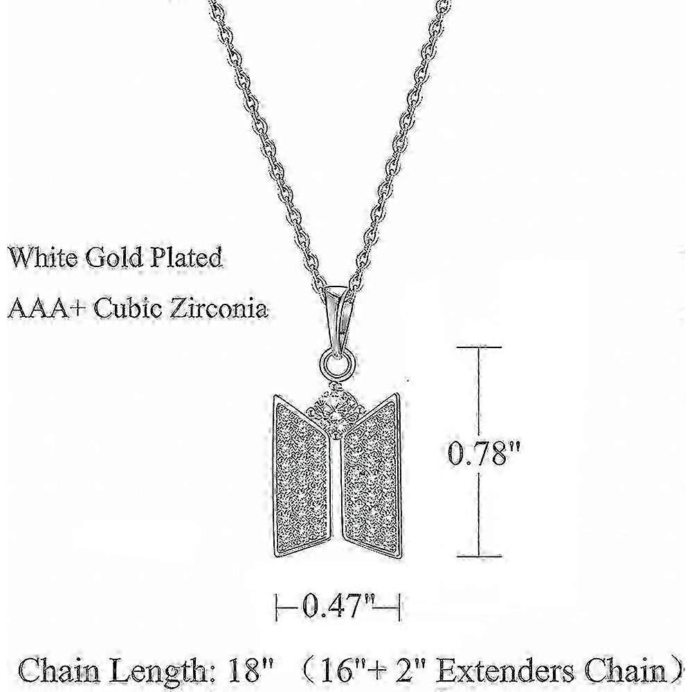 BTS Army Necklace Pendant - Kpop Bangtan Boys Cubic Zirconia Jewelry Gift for Women Girls Fans Style-01