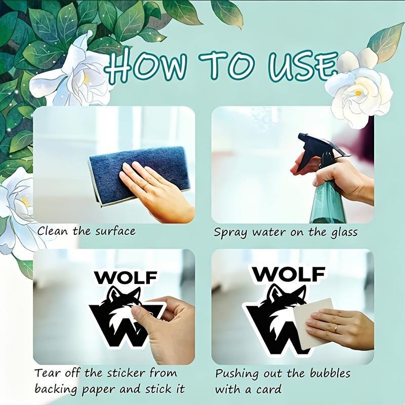 2pcs  Window Sticker, Self-Adhesive Glass Decal, Home Decor Wall Sticker, Wolf Head Logo, Black and White Minimalist Style, Static Cling,