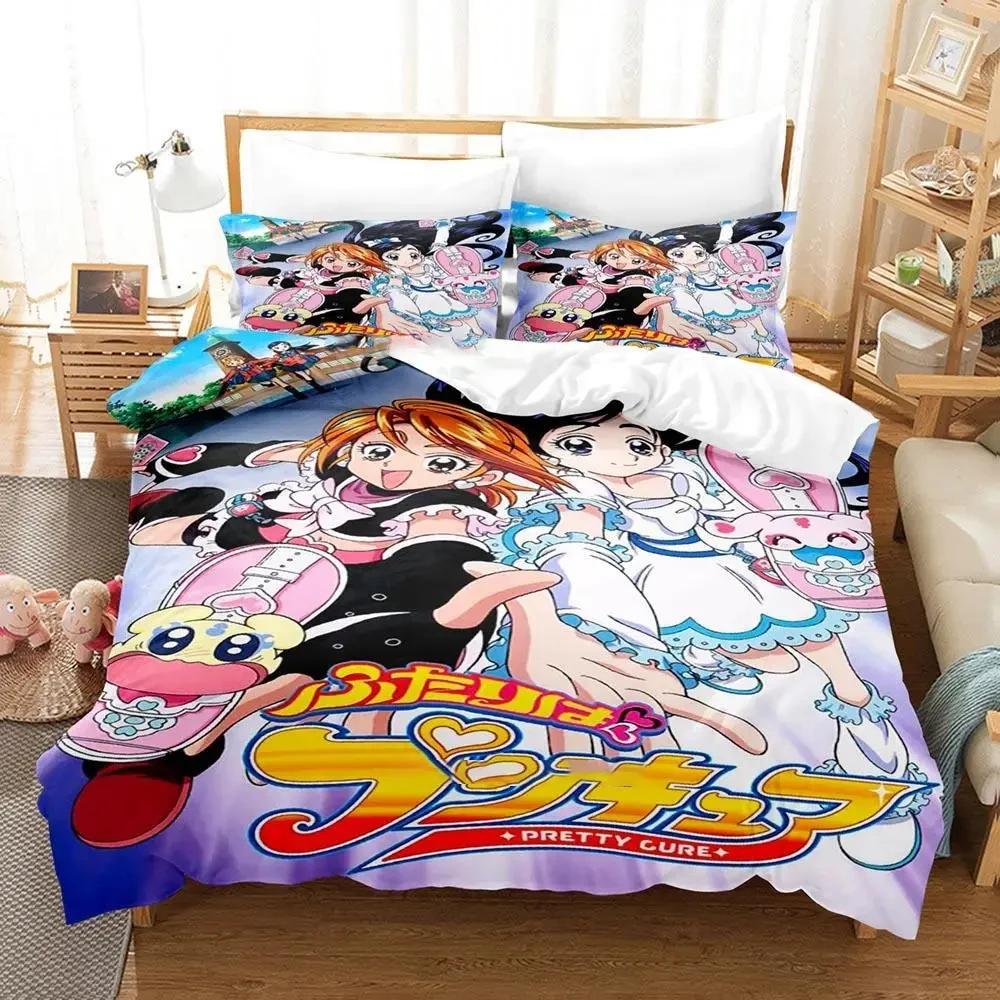 Anime Pretty Cure Bedding Set Duvet Cover Bed Set Quilt Cover Pillowcase Comforter King Queen Size Boys Adult Bedding Set