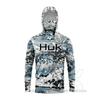 Mens Quick-Dry Fishing Hoodie With Integrated Face Cover UPF50 Sun Protection Lightweight Breathable Angling Shirt