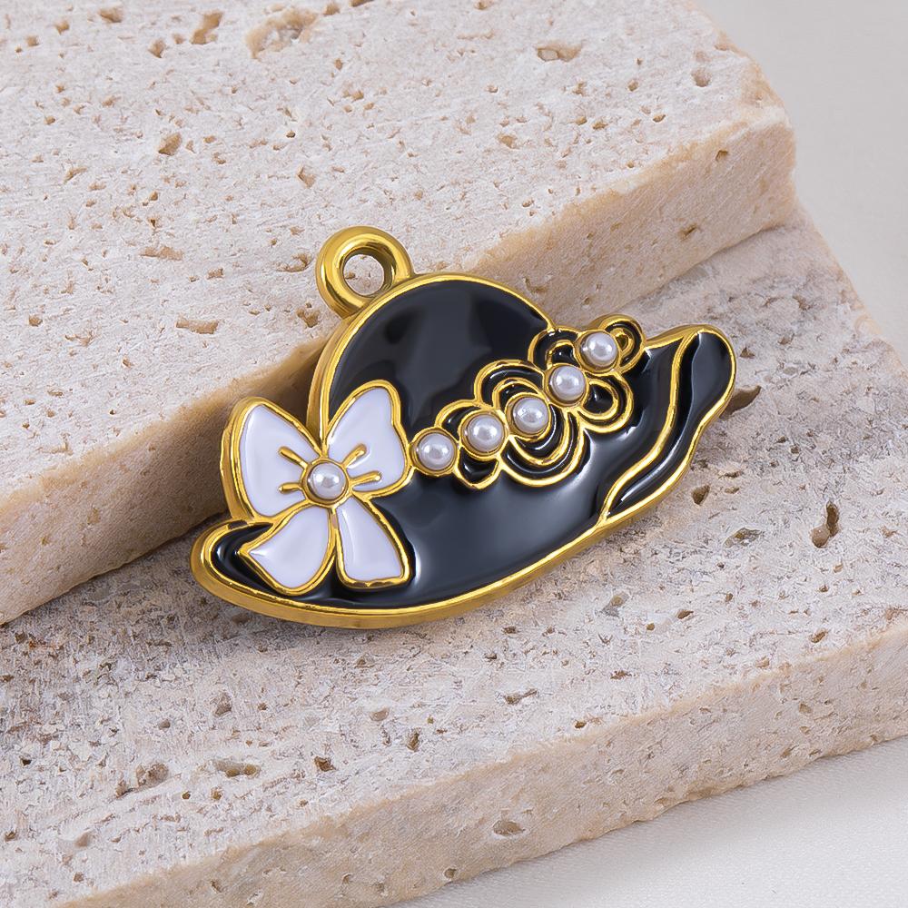2pcs Stainless Steel Cartoon Enamel Bowknot Red Black High Heel Bone Pendant Necklace Earring Heart Charms Craft Jewelry Making
