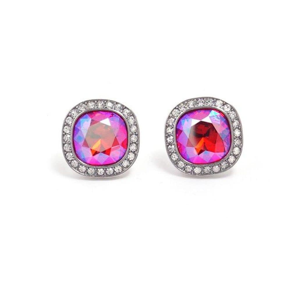 E544 Siam Shimmer Austrian Crystal Silver Needle Earrings