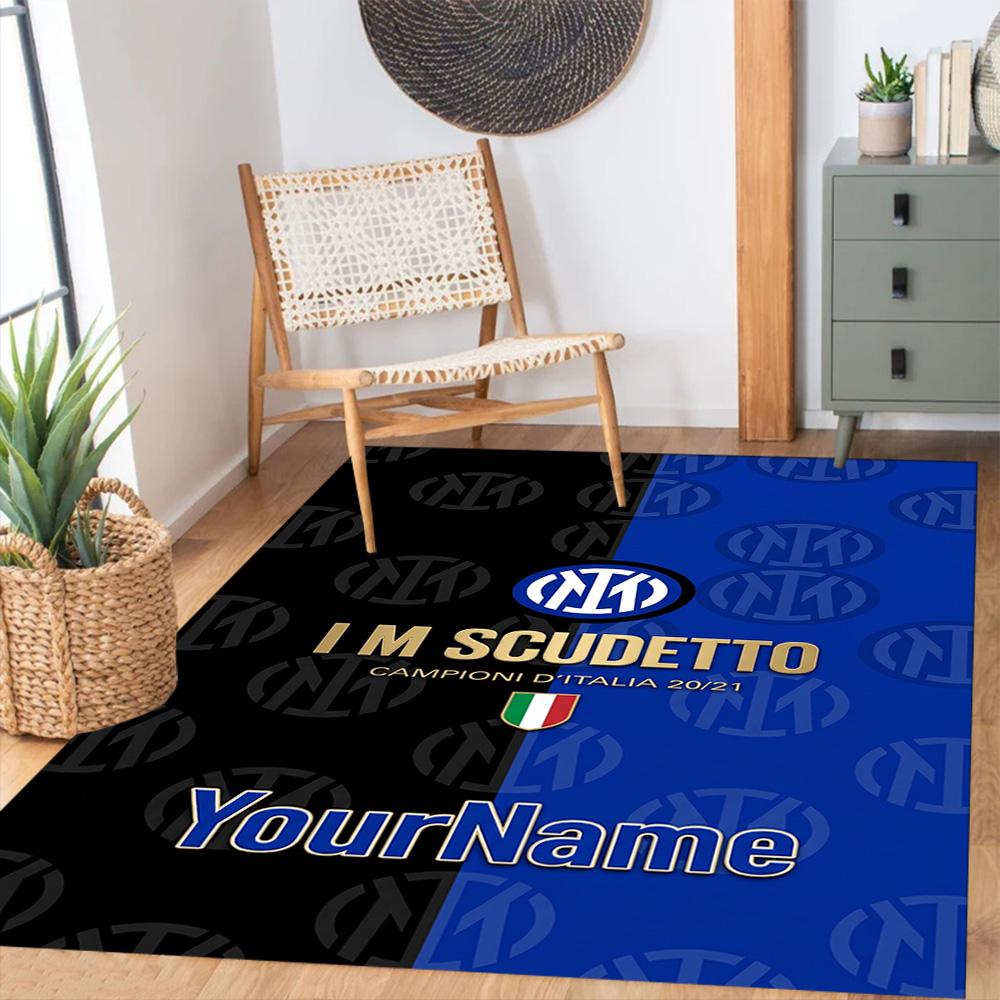 Inter Milan Personalized Name Carpet Perfect for Entryway Study room Foyer Hallway Antislip Carpet Anime Office Decor Perfect Gift for Friends & Famil