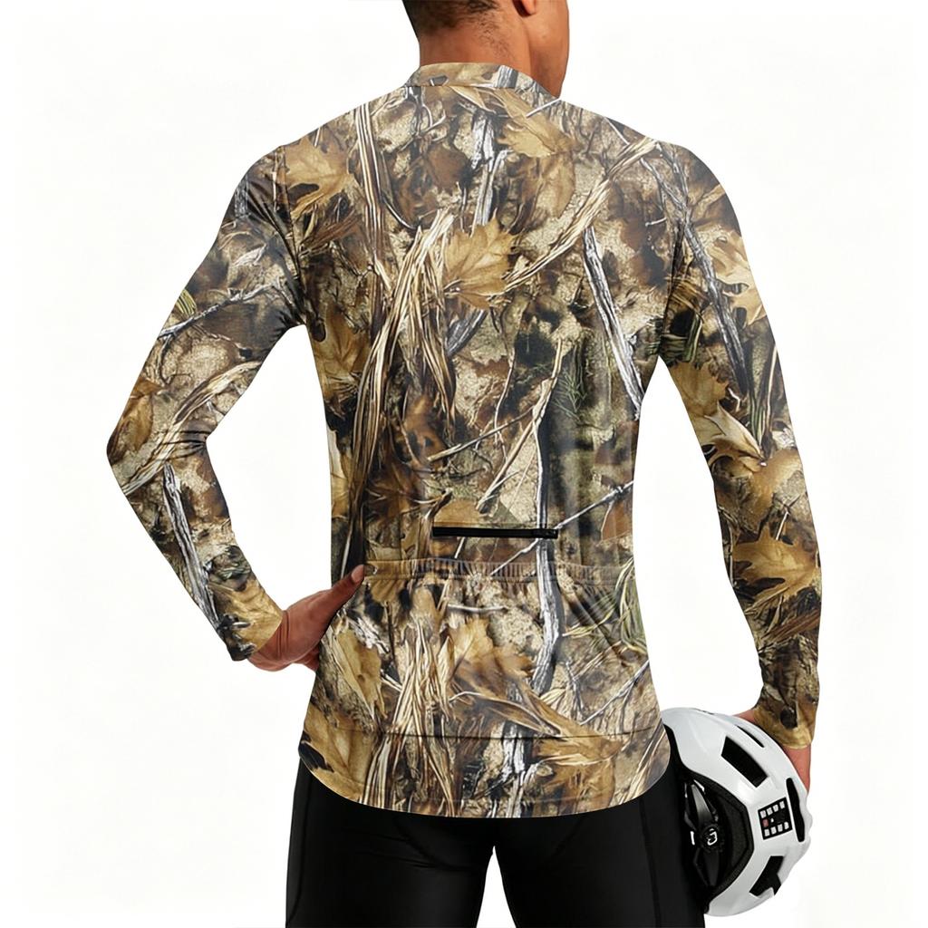 Men's Long Sleeve Cycling Jersey Breathable Quick Dry Half Zip Pullover Lightweight Athletic Shirt for Outdoor Sports