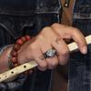 Handcrafted Stone Ring Rugged Rock Texture Vintage Nomadic Design Sturdy Alloy Stone Finger Ring Jewelry Gift