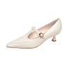 2025 Spring New Thin Heel Light Mouth Mary Jane High Heels Pointed Solid Color One Pedal French Pointed Low Heels