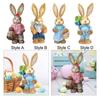 Stroh Kaninchen Statue Cartoon Stehende Häschen Statuen Gartenstatuen Osterhase Figur für Regal Schlafzimmer Veranda Schreibtisch Deko
