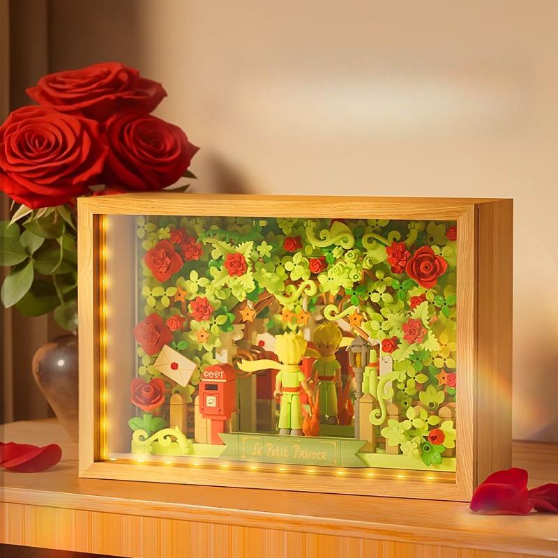 New Little Prince Building Blocks Abyss Mirror Photo Frame Construction Desktop Accessories Assembly Puzzle Toy Model Gift