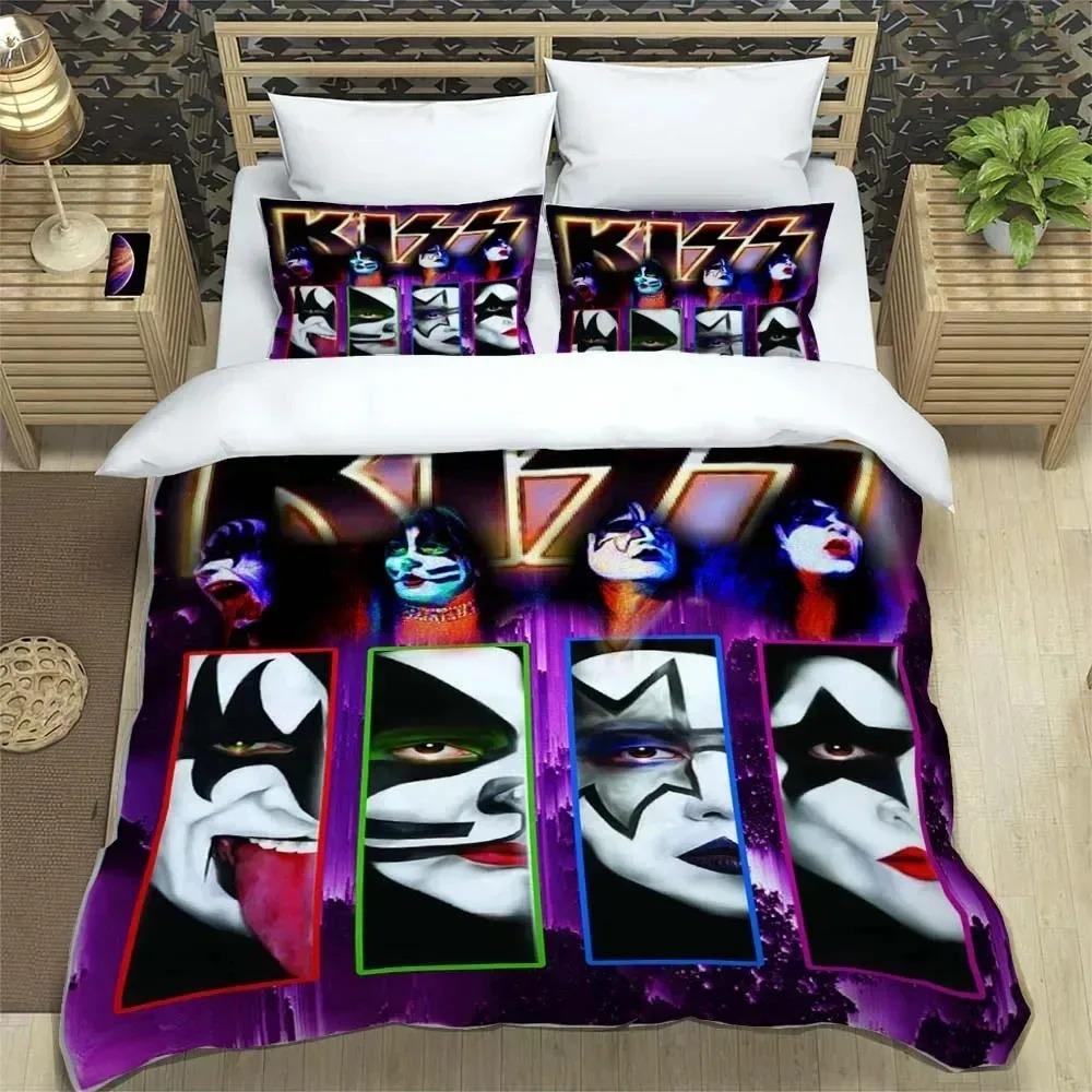 KISS Rock Band Bedding Set,Single Twin Full Queen King Size,KISS Music Bed Set Kid Bedroom Bedding Sets