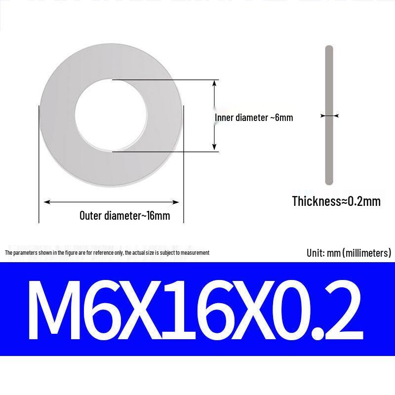 304 Stainless Steel Ultra-Thin Flat Washer, Thickness: 0.1/0.2/0.3/0.4/0.5 Mm, Sizes M1-M8