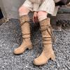 Fashion Middle Heel Round Toe Mid Calf Shoes Woman Demi-season Half High Boots for Women Cosplay Boot New Rock Gyaru Hot Sale Footwear