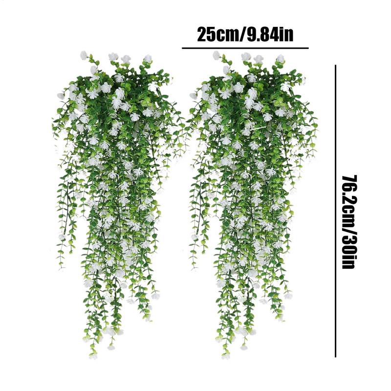 Artificial Hangable Plants 2Pieces Artificial Eucalyptus Greenery Realistic UV Resistant Wall Decoration For Living Room Patio
