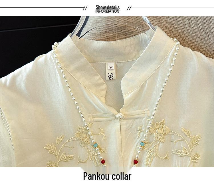 High-Quality Chinese Embroidery Top, Stand Collar, Spring/Summer, Lightweight, Casual Wear