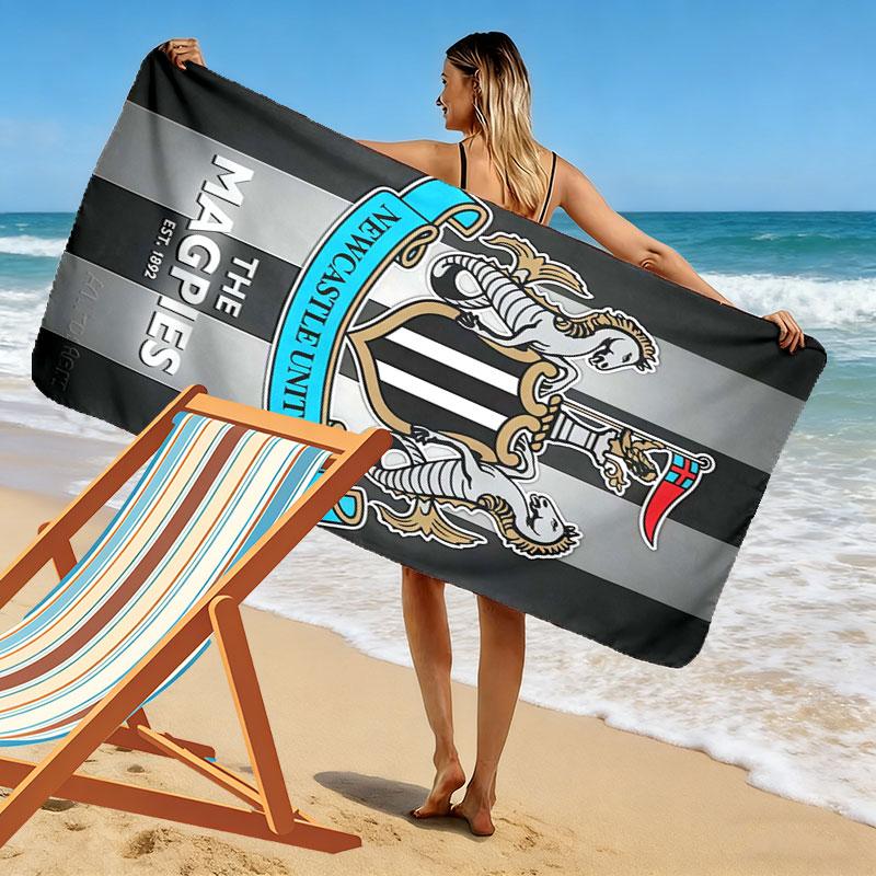 Telo Mare con Stampa Logo NUFC, Grande Morbido Asciugatura Rapida per Spiaggia Campeggio Nuoto