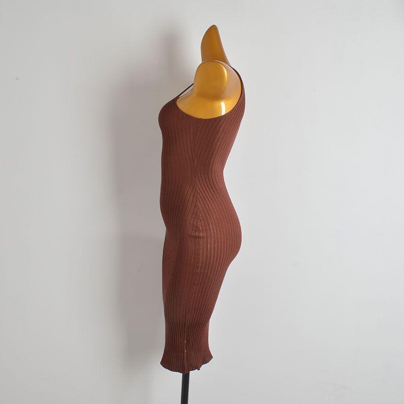 Western Style Gyaru Sexy Low Cut Sunken Stripe Vest Knitted dress Women clothes Summer Thin Tight Suspender Skirt