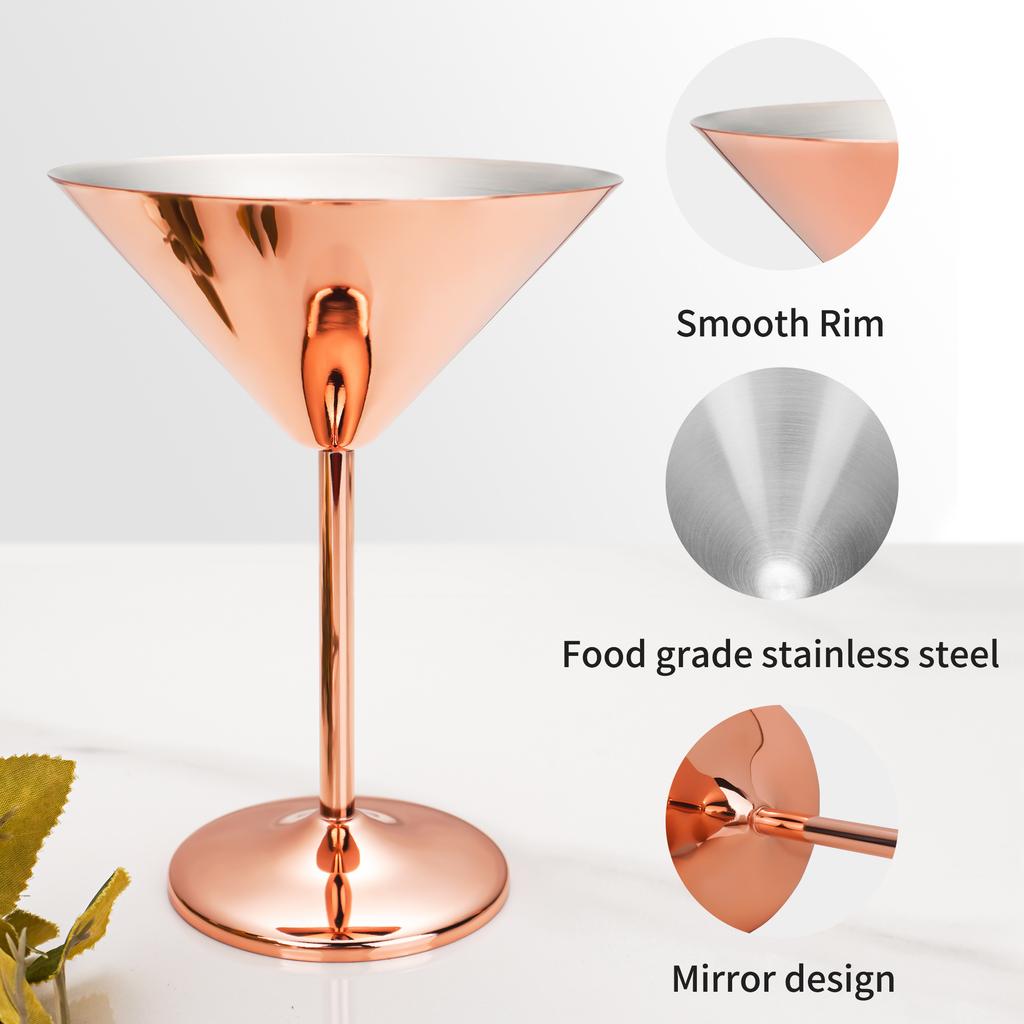 304 Stainless Steel Cocktail Glass Mirror Design Easy Clean Martini Highball Cup