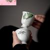 Hand-painted Bamboo Tea Cup High Feet Master Cup Personal Chazhan Meditation Cup Teasting Tea Bowl Ceramic Mug Teaware Drinking