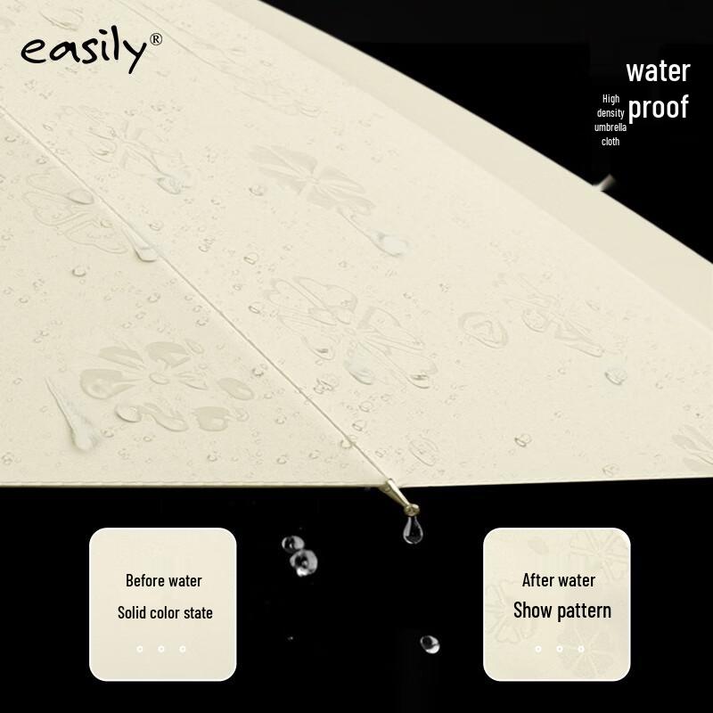 Elektrický větruodolný deštník s dlouhou rukojetí a květy odhalujícími vodu