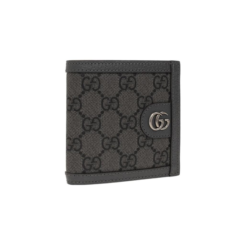 Gucci Ophidia Double G Logo Flap Wallet Men Wallets Gray Black 732016-UULBN-1244
