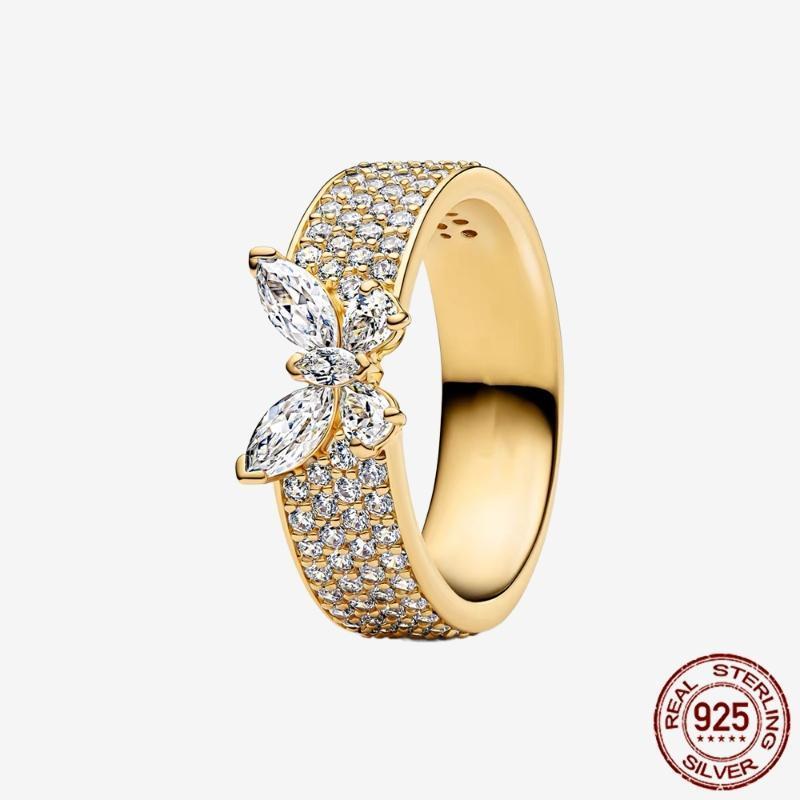 925 Sterling Silver Open Ring Style  Paved Heart Butterfly Flower Colorful Gemstone Ring For Women Daily Wear Jewelry Gift 2026