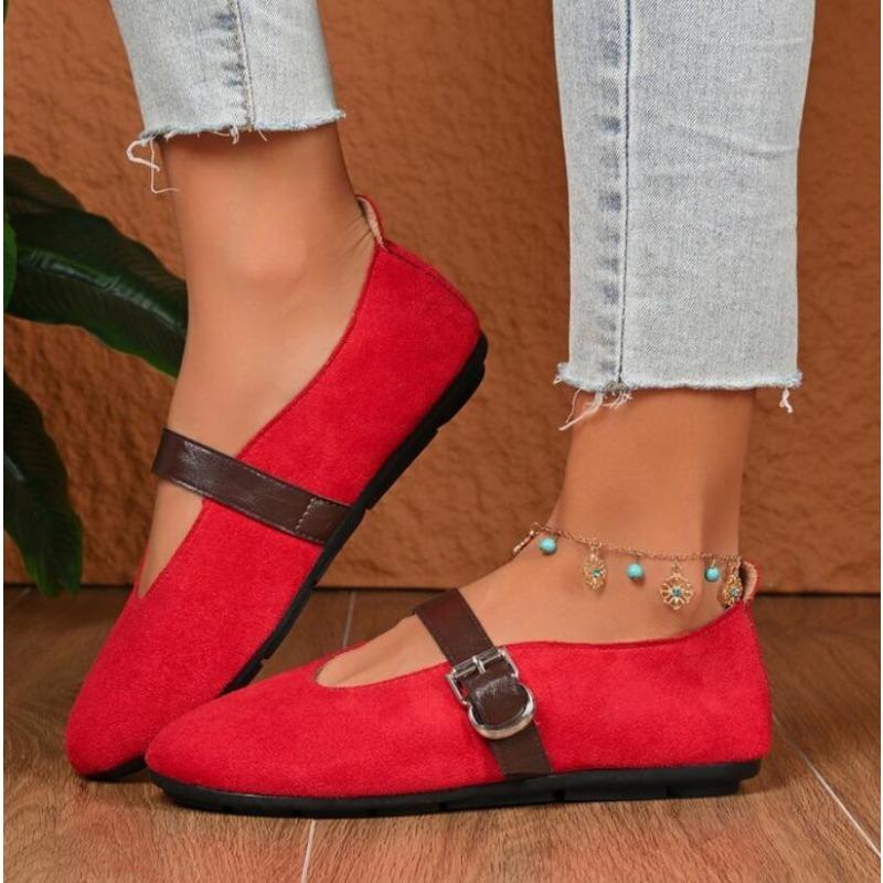Woman Casual Single Shoes Round Toe Large Size Ladies Retro French Mary Jane Dress Ballet Flat Solid Comfortable Shoe Topsiders