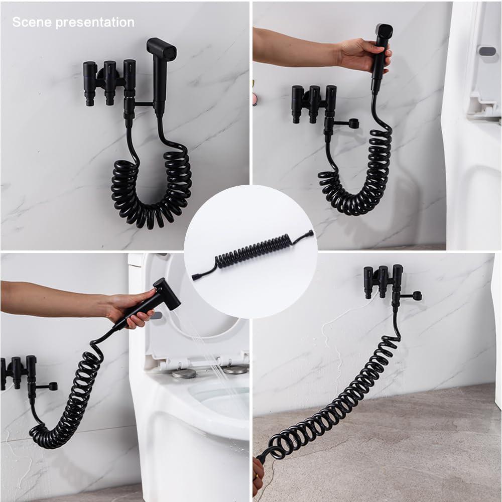 304 Stainless Steel Telescopic Shower Head with Water Gun Hose and Toilet Sprayer Attachment