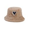 Thick Plush Bucket Hat for Woman Windproof Heart Patchwork Design Bucket Hat Adult Teens Winter Keep Warm Fisherman Cap