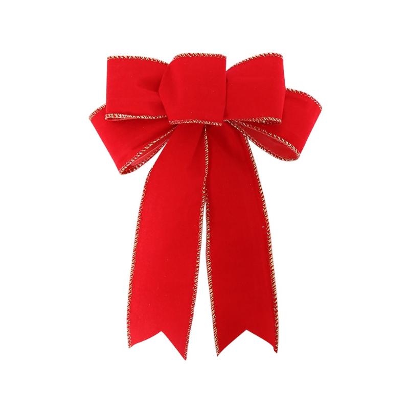 Red Christmas Ribbon Bows Hanging Decorations Bowknot Gift Christmas Tree Ornaments Xmas Party Decor New Year