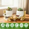 1/2Pcs Smile Face Planter Pot With Drainage Hole Indoor Outdoor Rocking Chair Plant Pot  Cute Succulent Pot Home Decoration