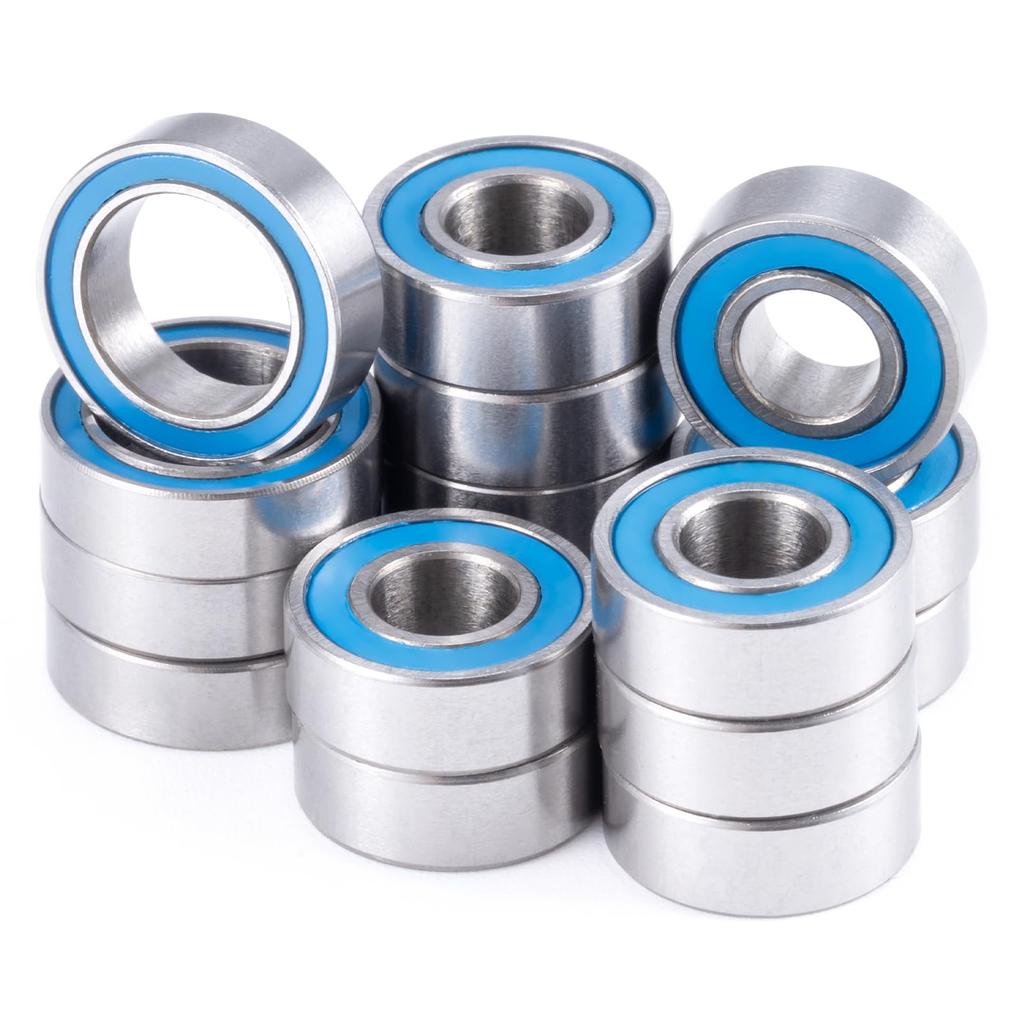 TRZX 16-Piece Metal Rubber Sealed Bearing Kit Upgrade Parts for Tamiya TT-02B RC Car