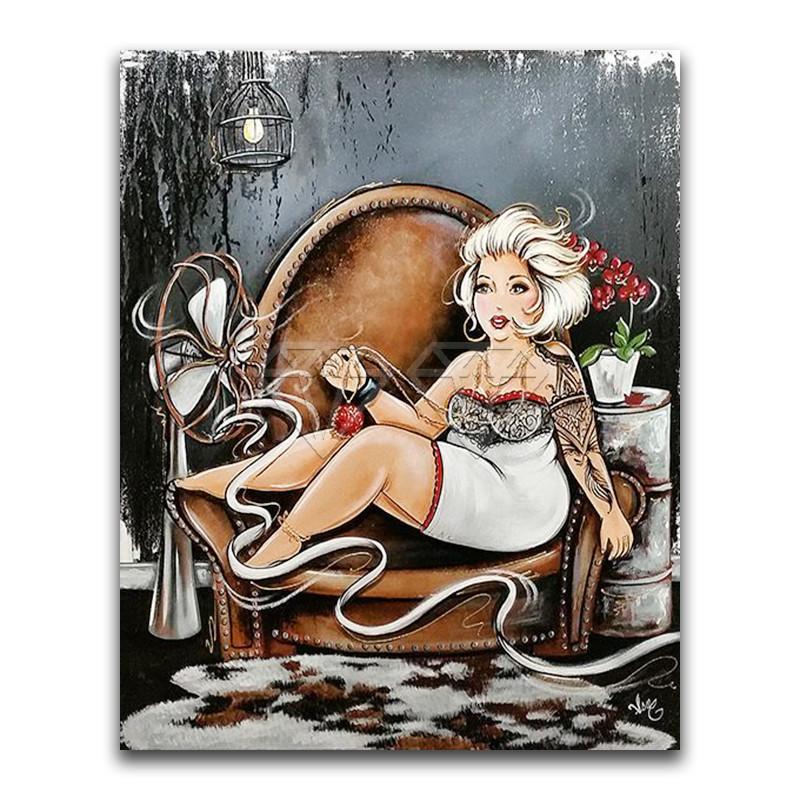 

5D DIY алмазная живопись толстая девушка женский домашний декор милый мультфильм полная круглая Алмазная вышивка крестиком Алмазная мозаика Full Round 30x40CM