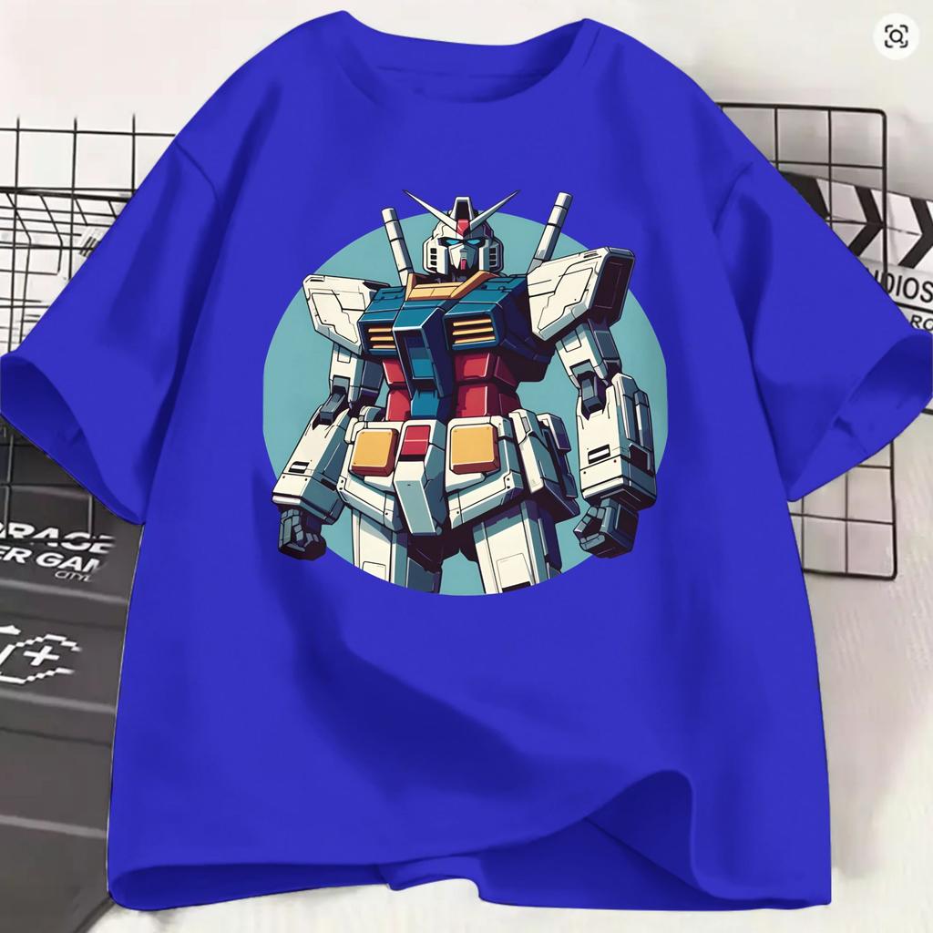 Gundam Tshirt Beach Rx78 Cotton T Shirts For Couple Harajuku Loose Tee Shirt Short Sleeve Streetwear Clothing
