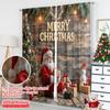 2pcs 2D flat printing Christmas Drapes Merry Christmas Snowman Santa 100% Polyester Fabric Without Electricity 0 Use for