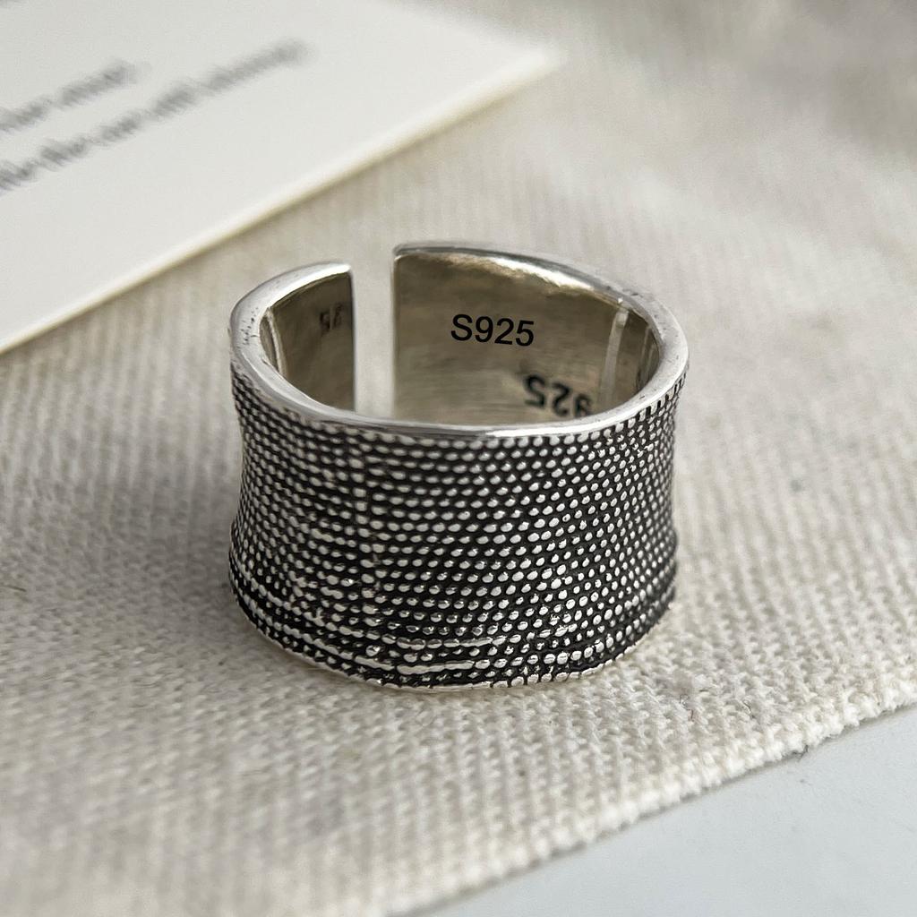 925 Sterling Silver Rings for Women Couple Minimalist Handmade Simple Retro Flower Heart Ring Fine Jewelry Gift Prevent Allergy
