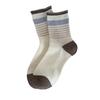Women's Striped Mid-Calf Cotton Socks: Trendy Rolled-Edge Retro Japanese Color Block for Spring, Autumn, and Winter