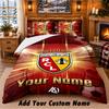 racing club de lens Pattern Bedding 3Pcs Set Custom Name, Bed Sheet And Pillowcases For Home Bedroom