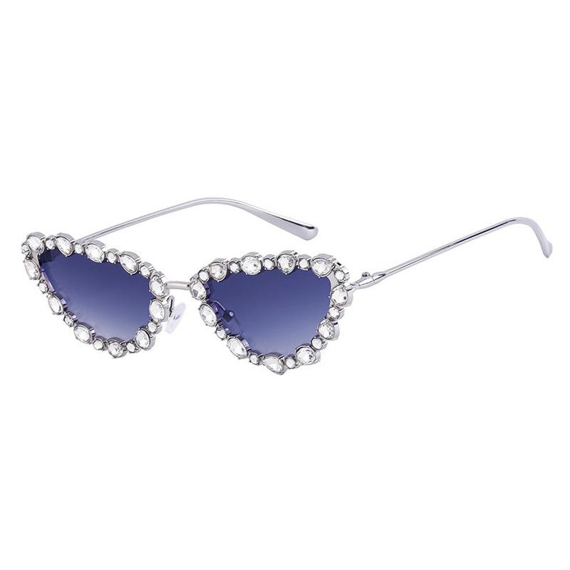 Triangle cat eye diamond encrusted metal sunglasses Latest Womens ins premium feel sunglasses fashion party stage sunglasses