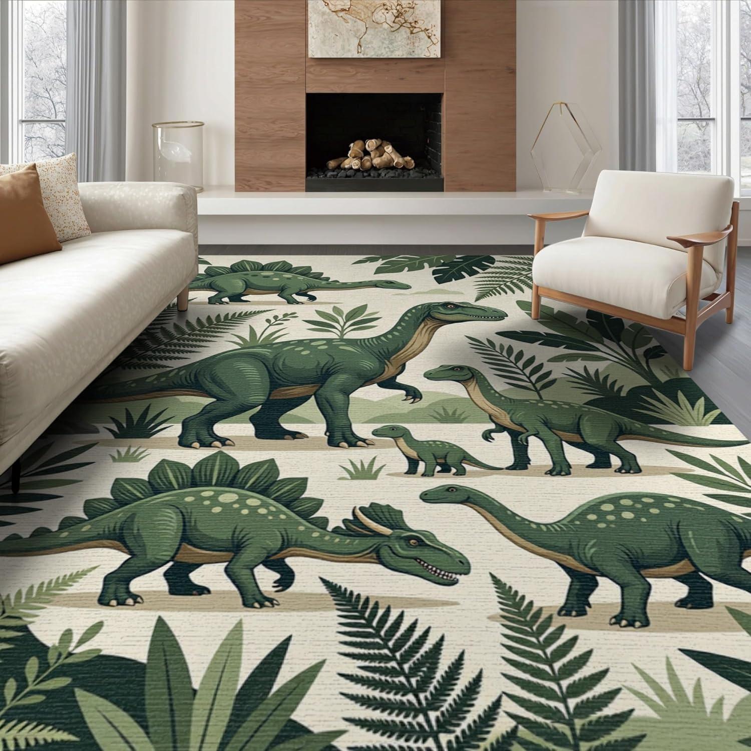 Dinosaur Constellation Print Area Rug Cute