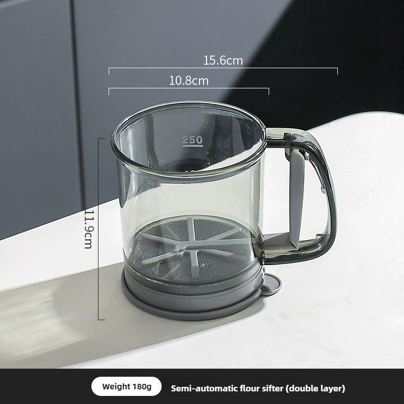 

Полуавтоматическая мукопросеиватель с ручным прессом Прозрачное сито для муки Антипригарные кухонные инструменты Аксессуары для выпечки
