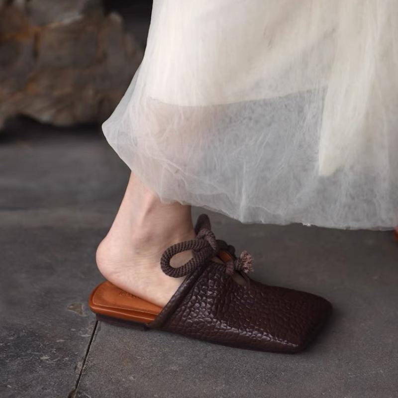 Fashion Square Toe Flats Slippers Women Designer Mules Shoes Fashion Casual Sandals 2025 Summer Slingback Flip Flops Sandalias De Mujer