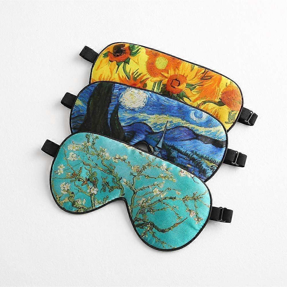Silk Sleep Mask for Women Men Comfortable Blindfold Eye Mask with Adjustable Strap for Travel Yoga Nap Shift Work (Green Flower