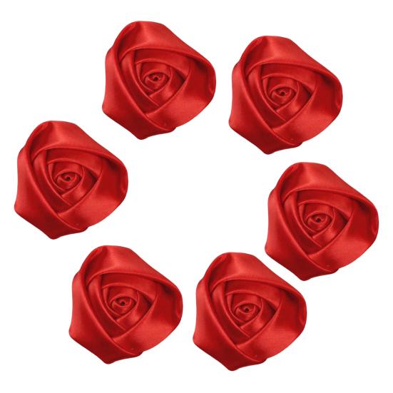 6Pcs Corsage Handmade Reversible Satin Roses Wedding Corsage DIY Hair Accessories Bridal Bouquets Small Floral Accessories