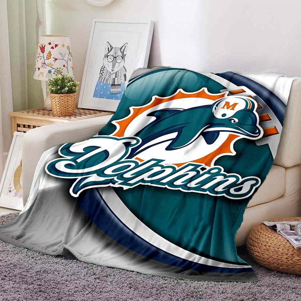 1pc Blanket - Miami Dolphins Logo Print Design,Lightweight Blanket for Sofa,Bed- Soft &Warm,Gift for All Seasons