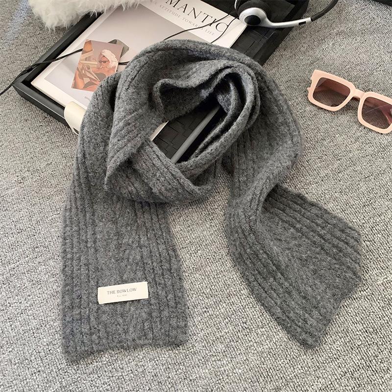 Retro Red Scarf Winter Women's New Korean Style Warm and Thickened Cold Proof Neck Protection Couple Knitted Small Scarf