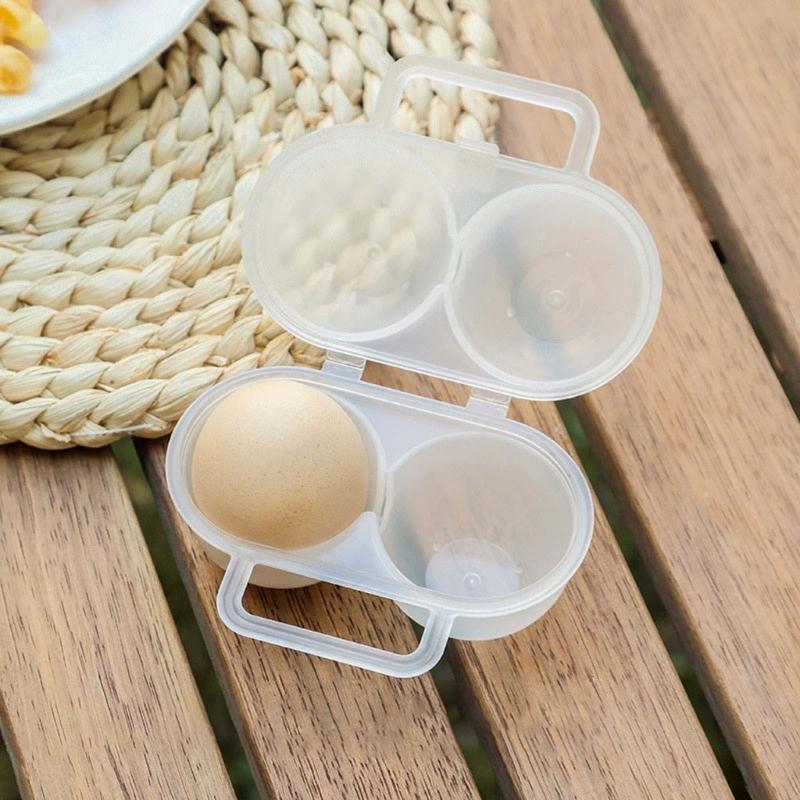 Plastic Eggs Protectors Tray Small Eggs Holder 2 Grid Eggs Storage Container with Fixed Handle  Eggs Storage Box