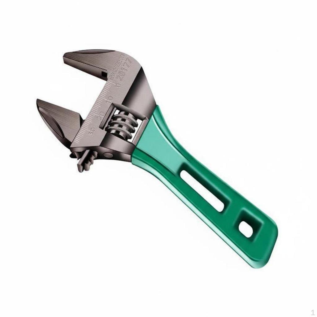 Short Handle Adjustable Spanner Heavy Duty Plumbing Wrench NonSlip Grip Wide Opening