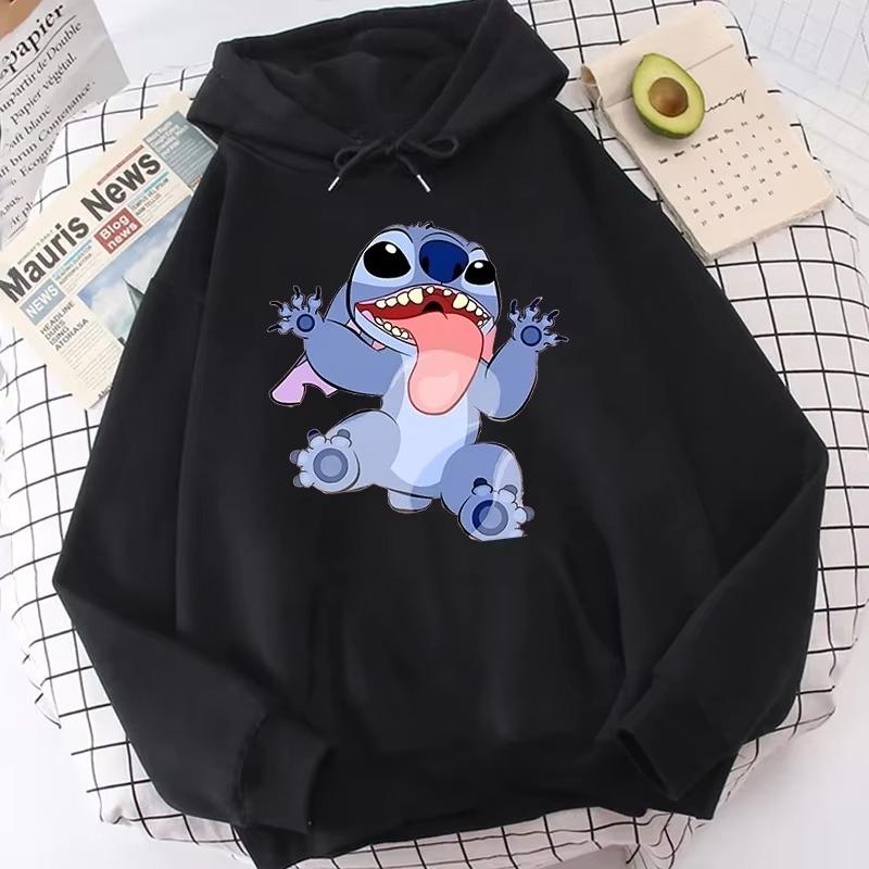 Lilo & Stitch Print Hoodie Cute Cartoon Disney Graphic Sweatshirt Autumn and Winter Men and Women Casual Long-sleeved Jumper Top