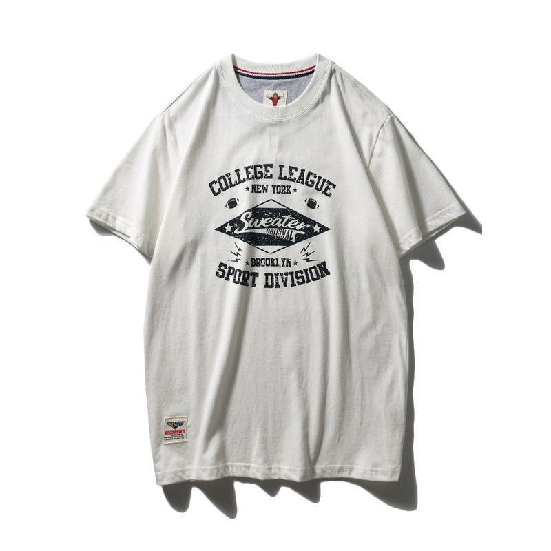 Export Export to Domestic Sales American Retro Pure Cotton Short-Sleeved T-shirt Men's Trendy Summer All Cotton Base White T-shirt